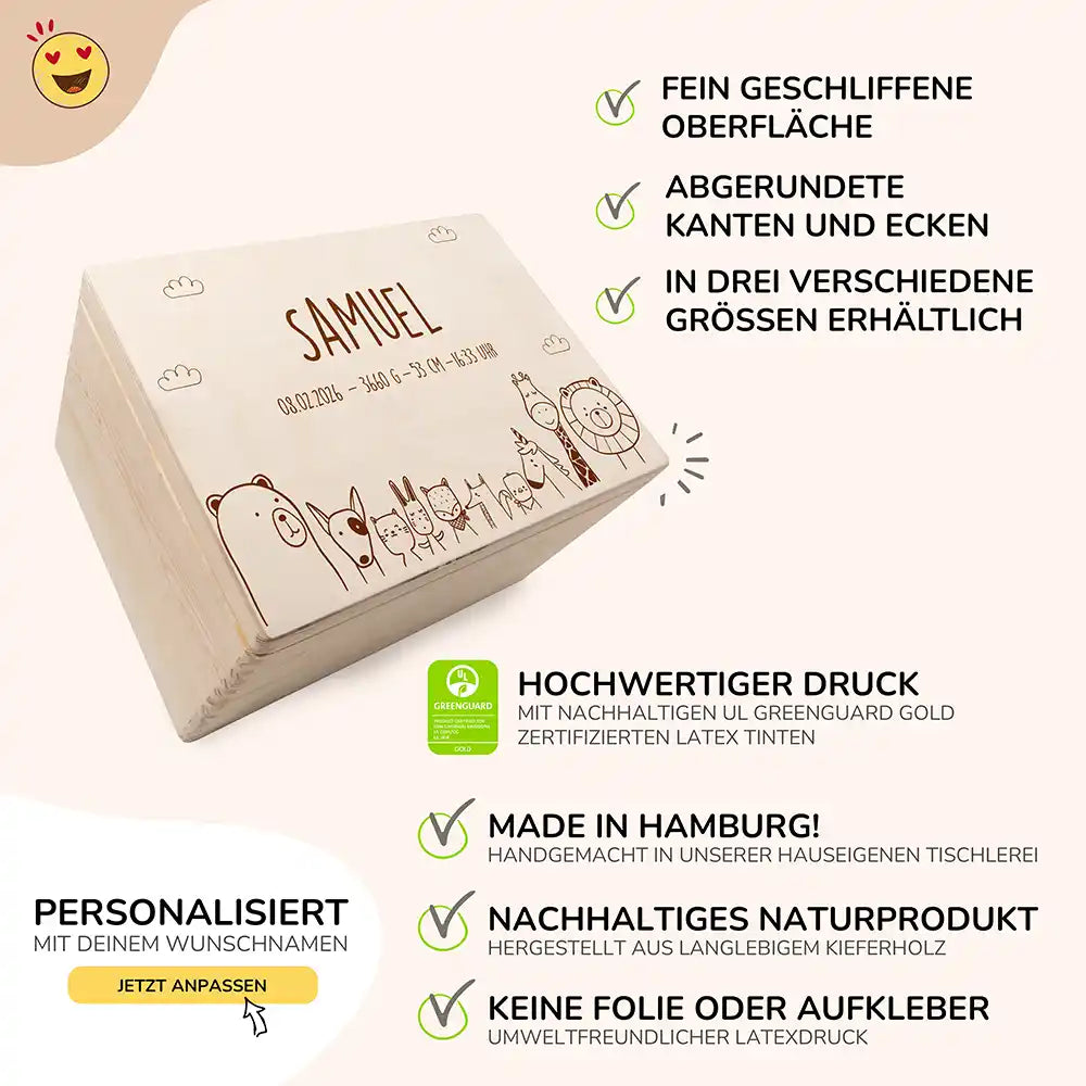 Erinnerungsbox Baby - Tierfamilie Jungle