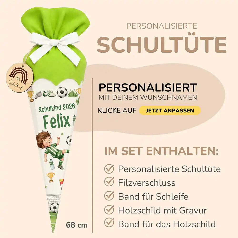 Schultüte personalisiert mit Name Fußballer Trikot – Produkt-Detail Materialqualität