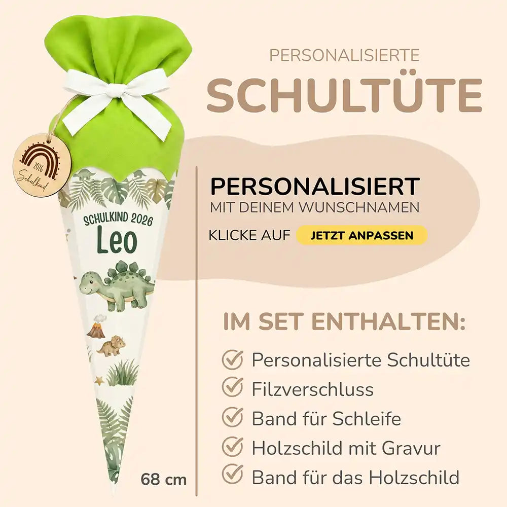 Schultüte personalisiert mit Name Dinosaurier – Produkt-Detail Materialqualität
