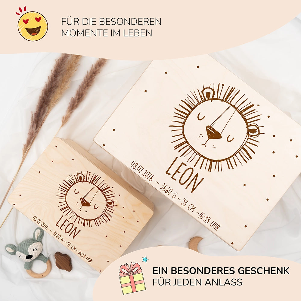 Erinnerungsbox Baby - Löwengesicht