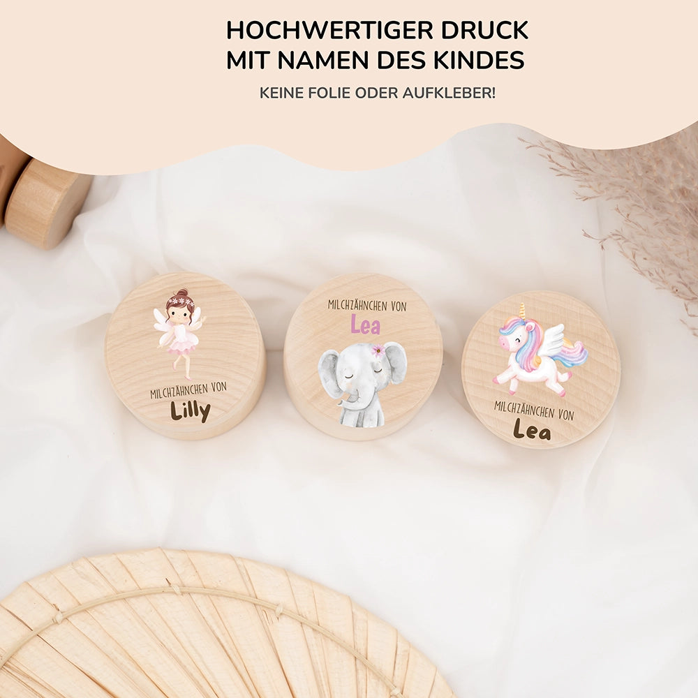 Milchzahndose personalisiert - Mädchen Elefant Motiv