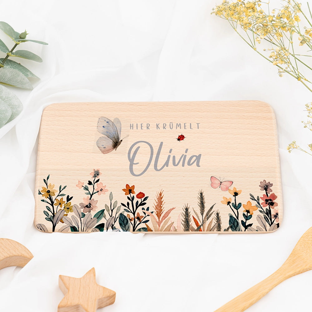 FrĂĽhstĂĽcksbrettchen Holz personalisiert - Flora