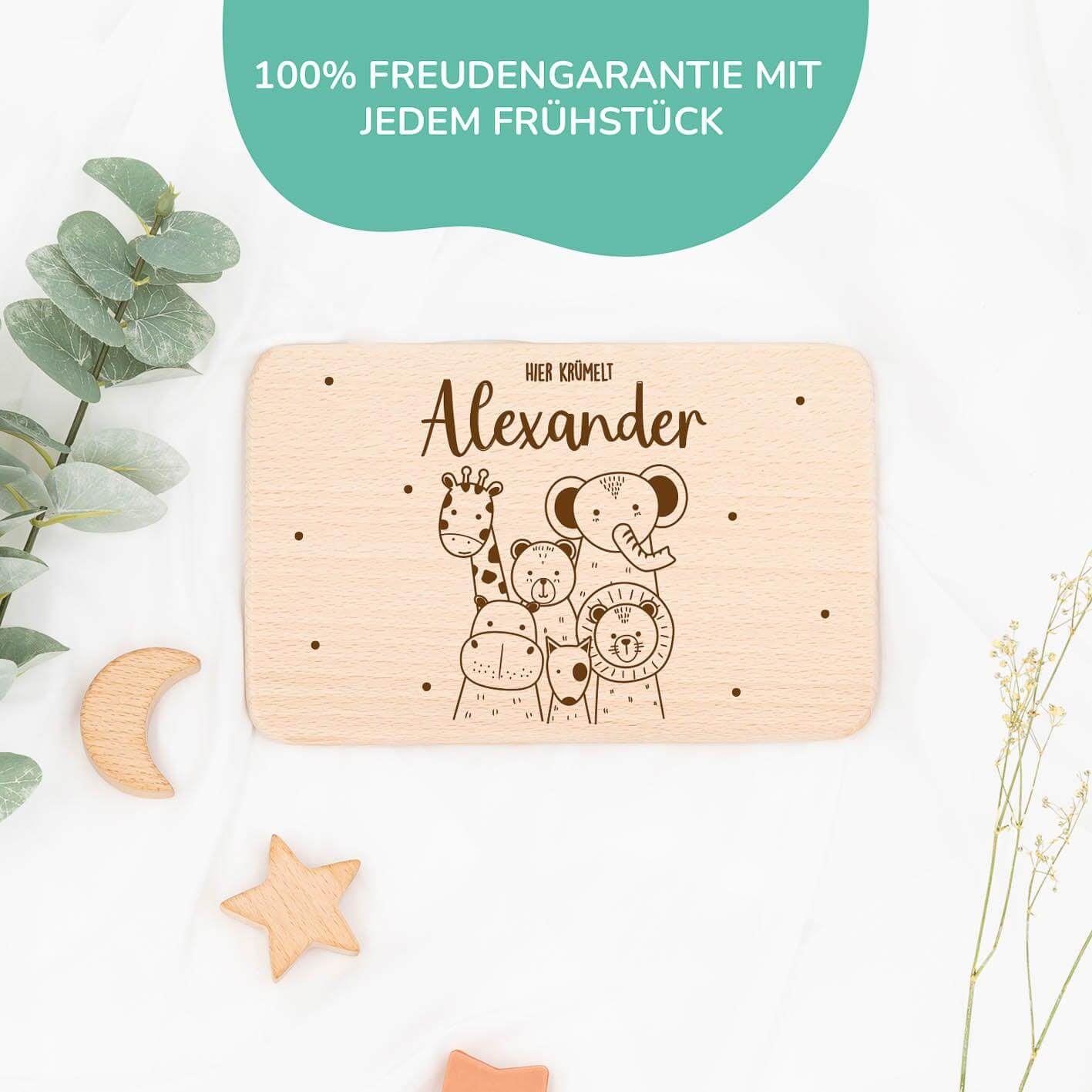 Personalisiertes Frühstücksbrettchen Tierfreunde - kidsmuod.com