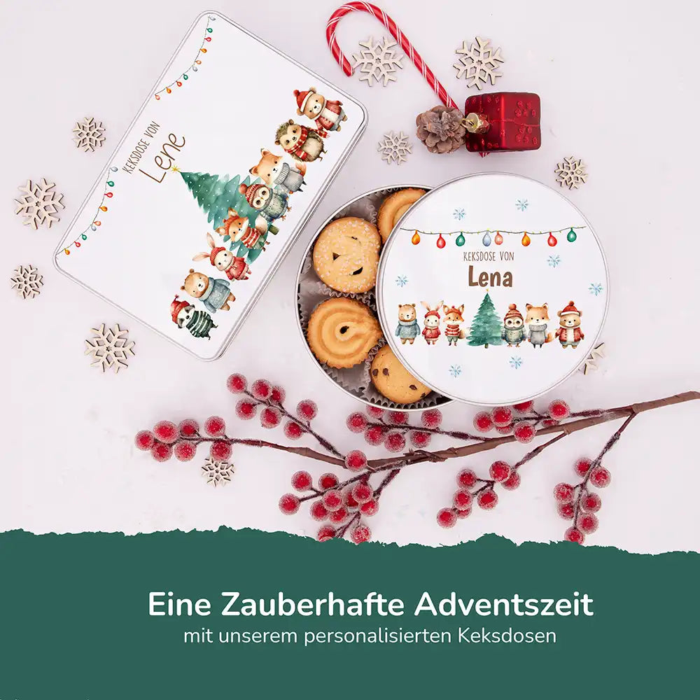 Keksdose aus Metall personalisiert - Winterwald-Freunde