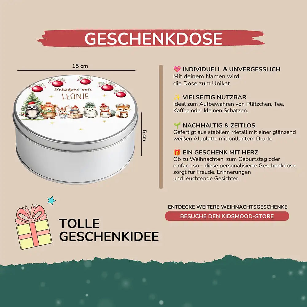 Keksdose aus Metall personalisiert - Schneeflöckchen