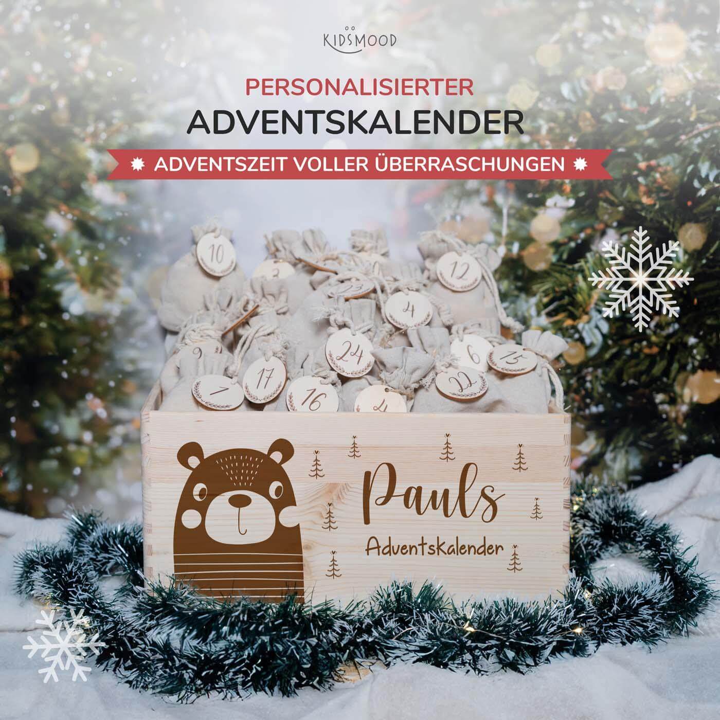 nahaufnahme des adventskalenders mit bÀr motiv