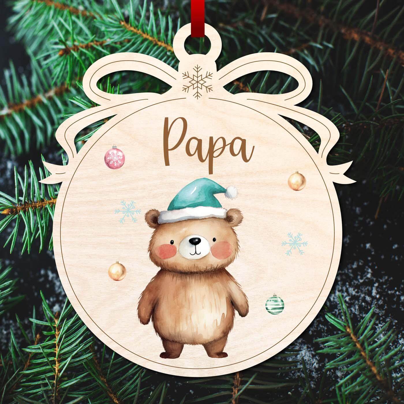 hochwertige holzweihnachtskugeln mit bÀr und tierfamilie