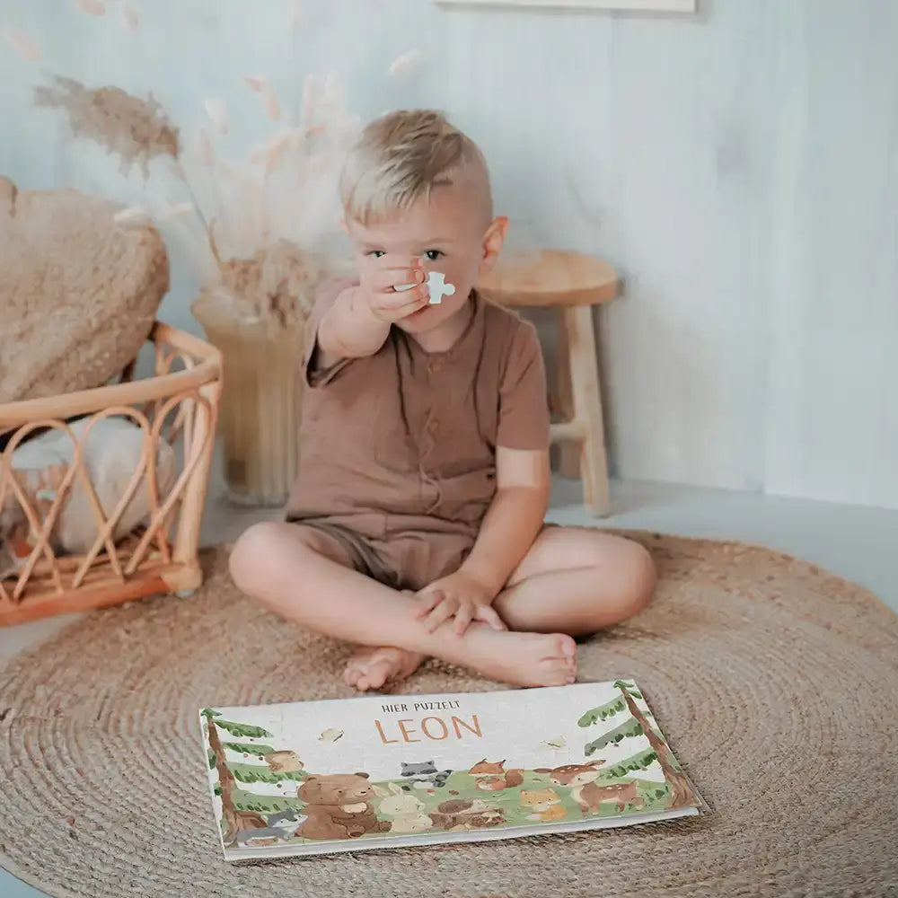 Kinderpuzzle personalisiert mit Namen - niedliche Waldtiere