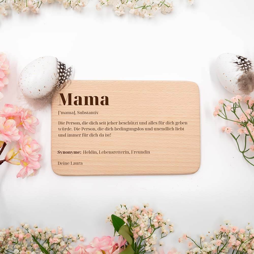 FrĂĽhstĂĽcksbrettchen Holz FrĂĽhstĂĽcksbrettchen Mama aus Holz mit Gravur - Muttertag Geschenk Schneidebrett