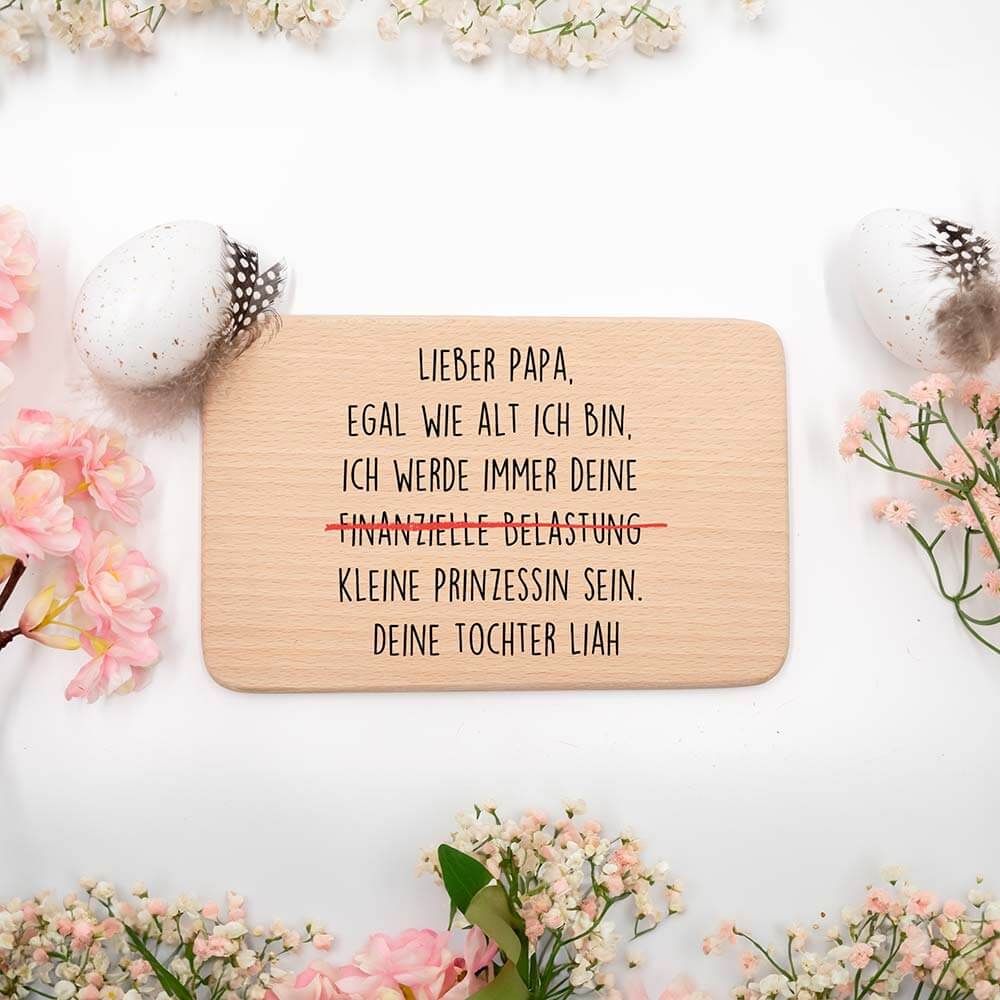 FrĂĽhstĂĽcksbrettchen Holz Lieber Papa mit Gravur - Geschenk Vatertag