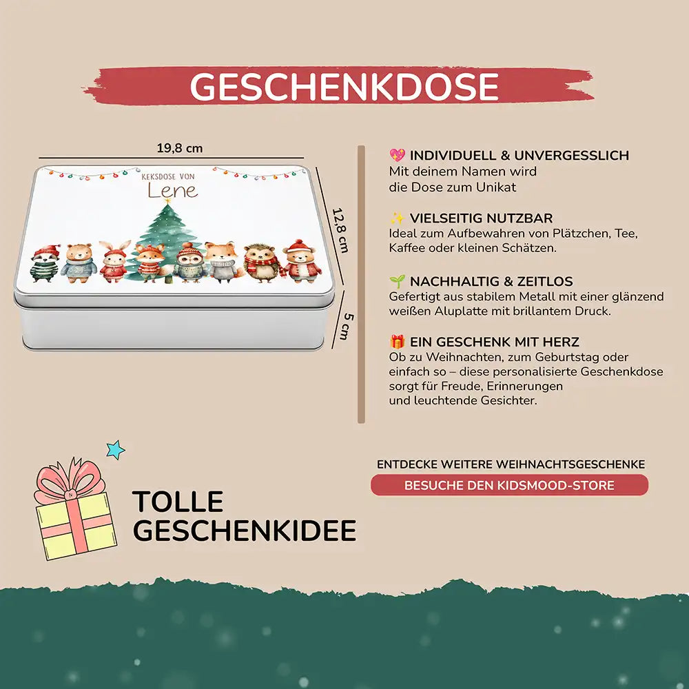 Keksdose aus Metall personalisiert - Winterwald-Freunde