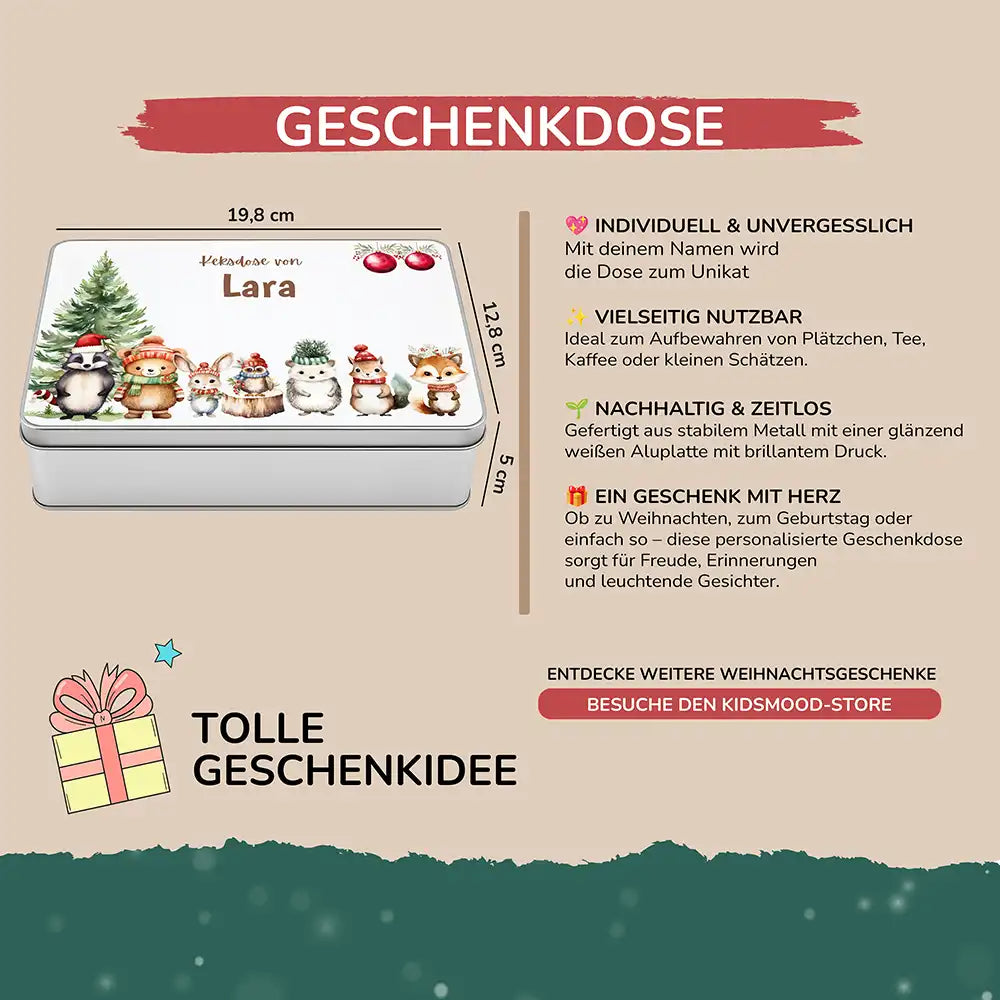 Keksdose aus Metall personalisiert - Schneeflöckchen