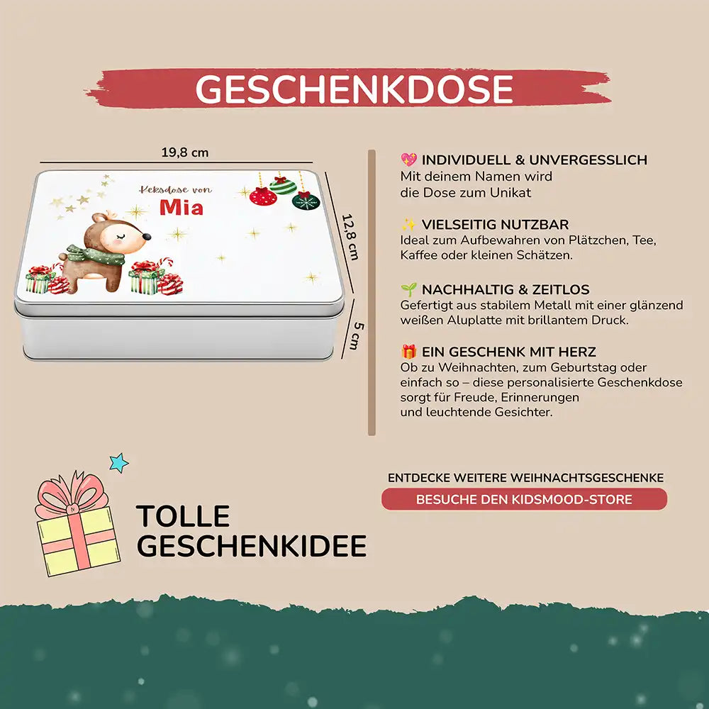 Keksdose aus Metall personalisiert - Waldzauber im Winter