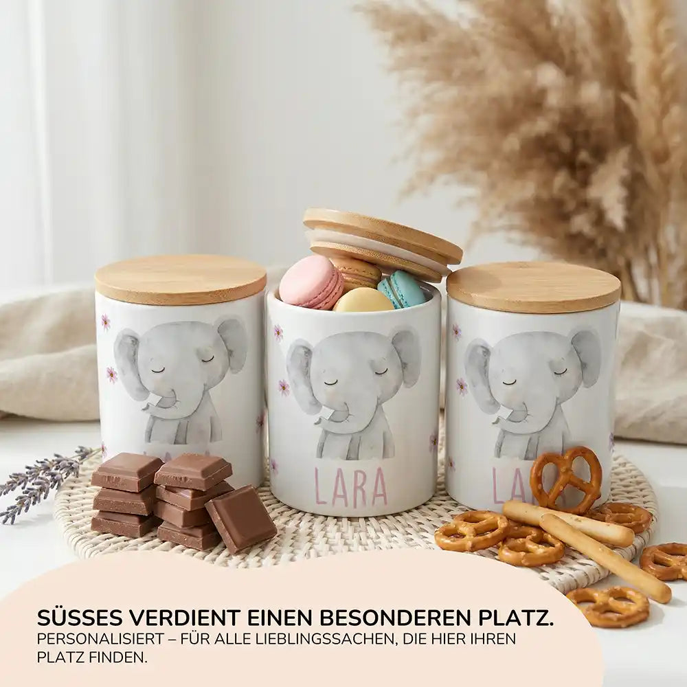 Personalisierte Keksdose Elefant Blumen - Ansicht 15
