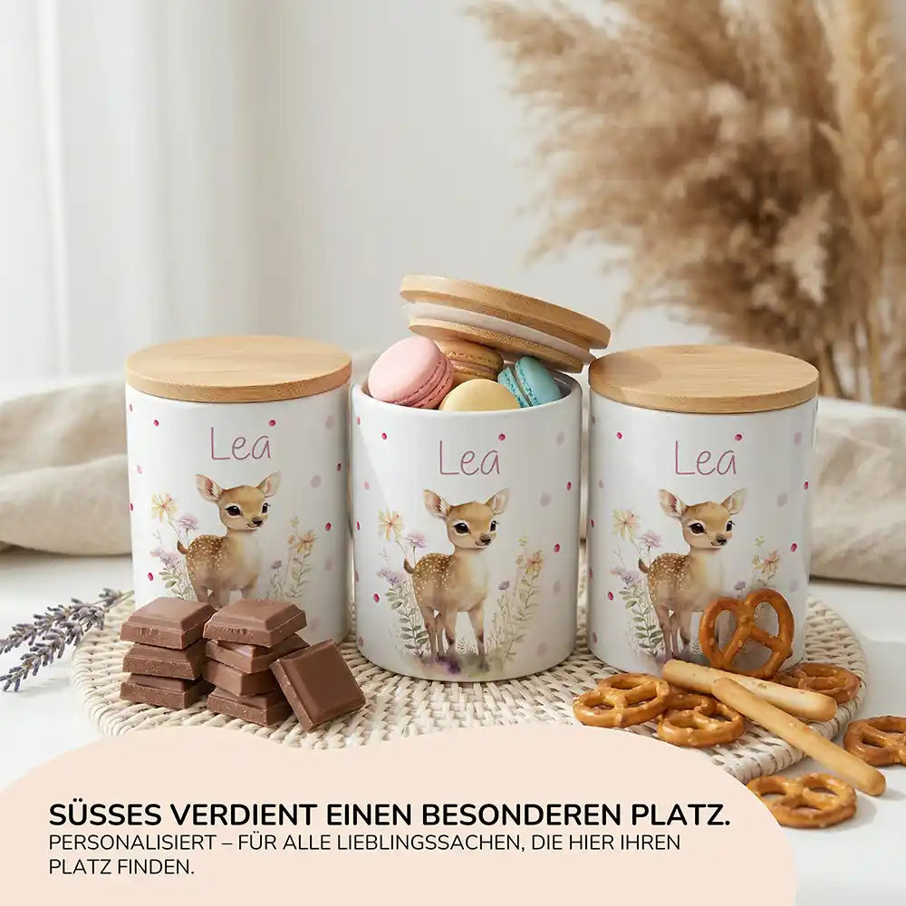 Personalisierte Keksdose Rehkitz Blumenwiese - Ansicht 15