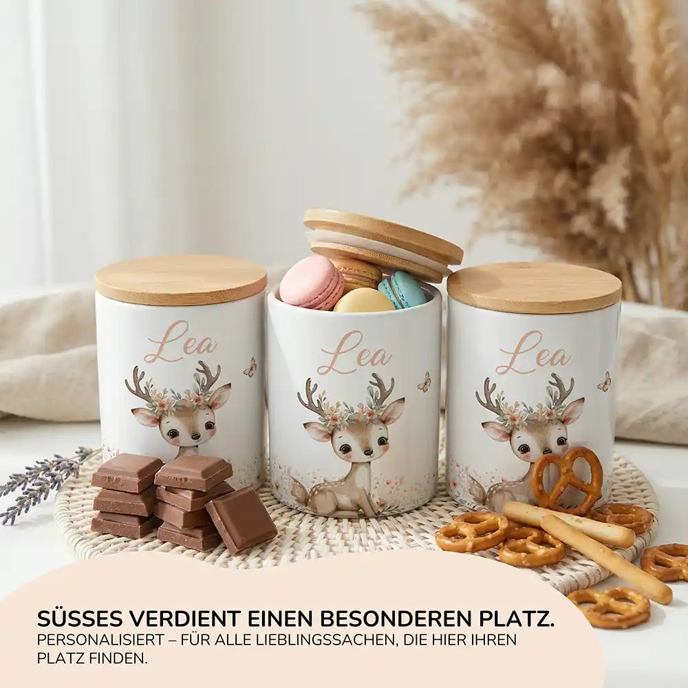 Personalisierte Keksdose Reh Blumenkranz - Ansicht 15