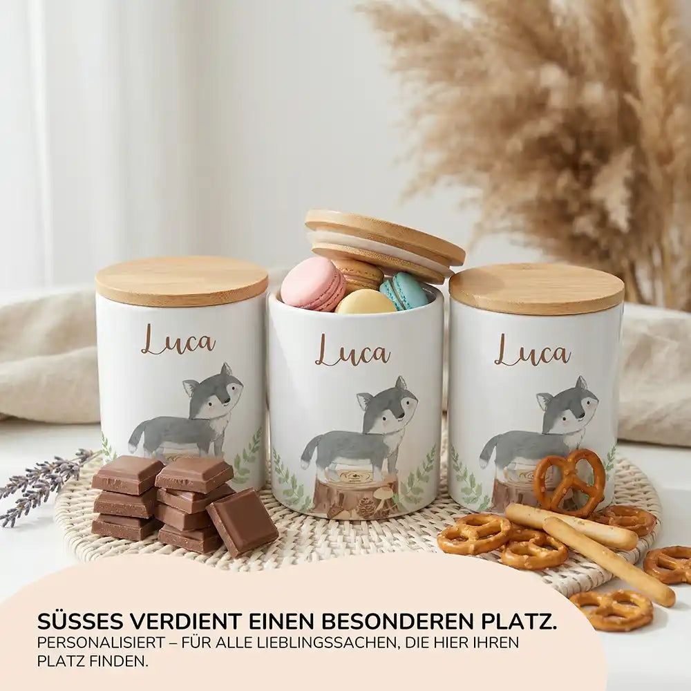 Personalisierte Keksdose Wolf Wald - Ansicht 15