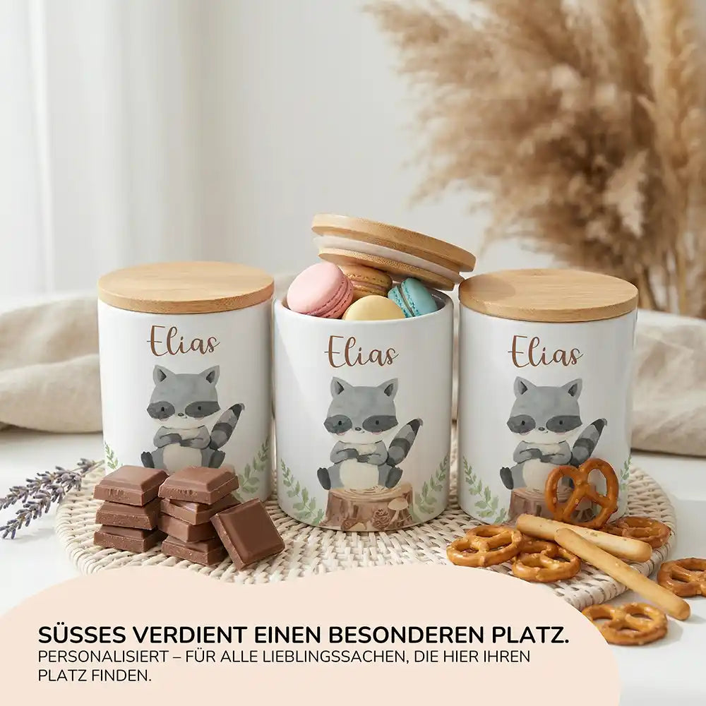 Personalisierte Keksdose WaschbÀr Wald - Ansicht 15