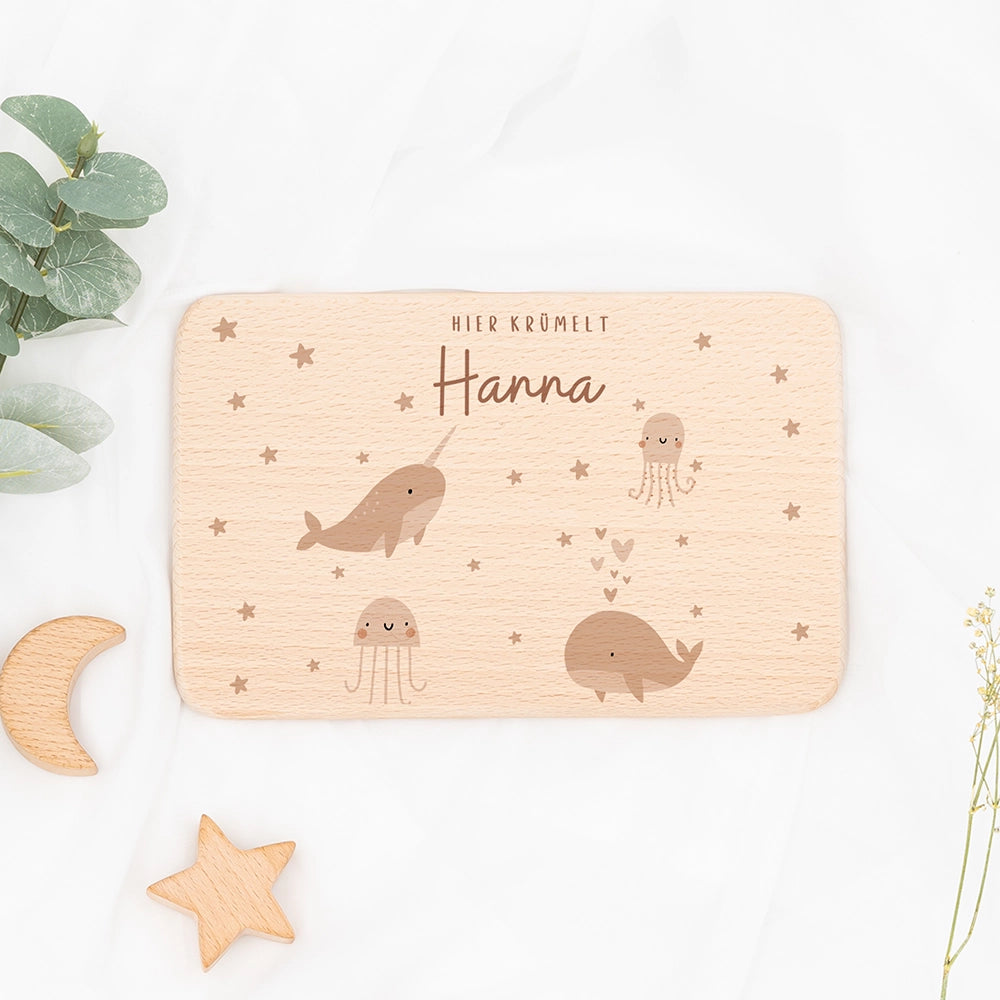 Frühstücksbrettchen Holz personalisiert - Meer