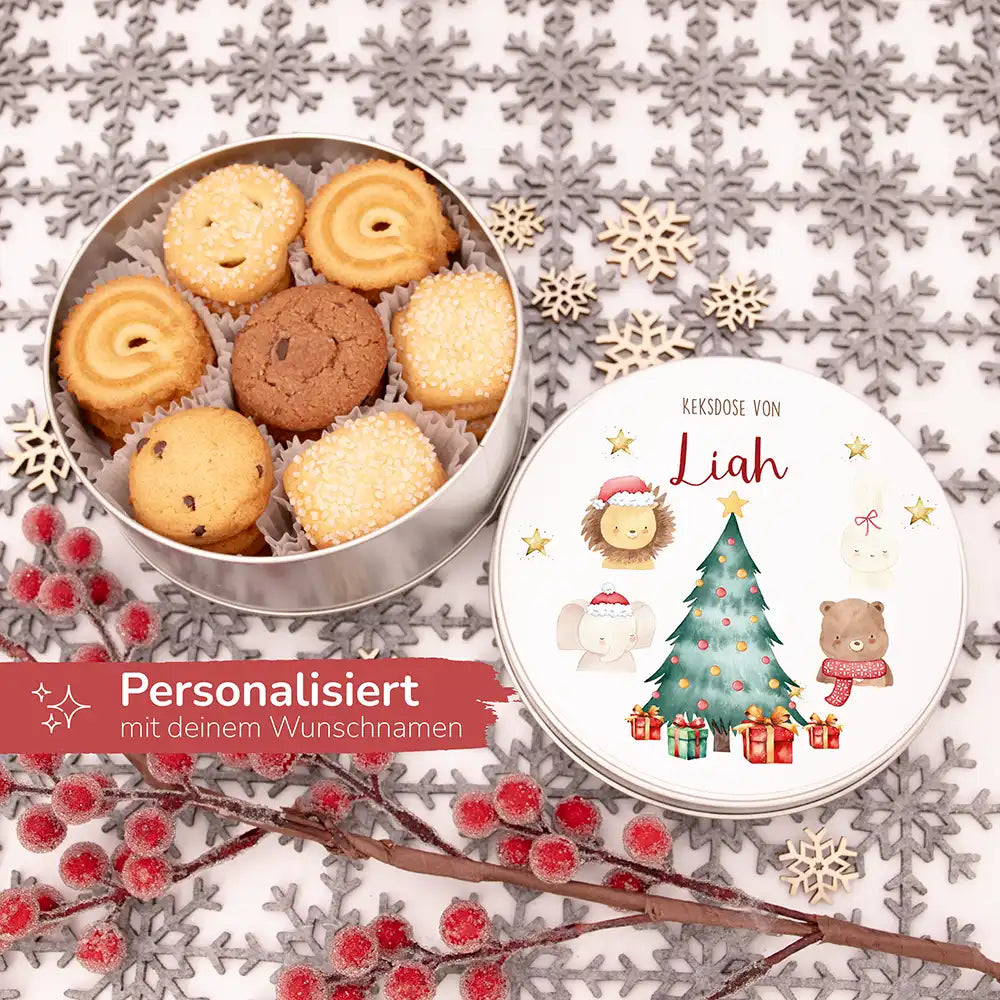 Keksdose aus Metall personalisiert - Weihnachten