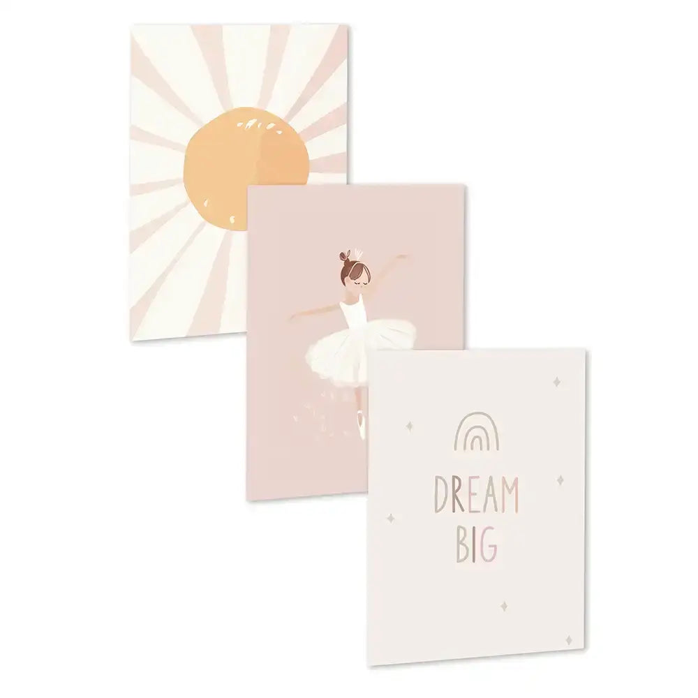 Poster 3er-Set - Sonne, Ballerina & Dream Big fĂŒrs Kinderzimmer