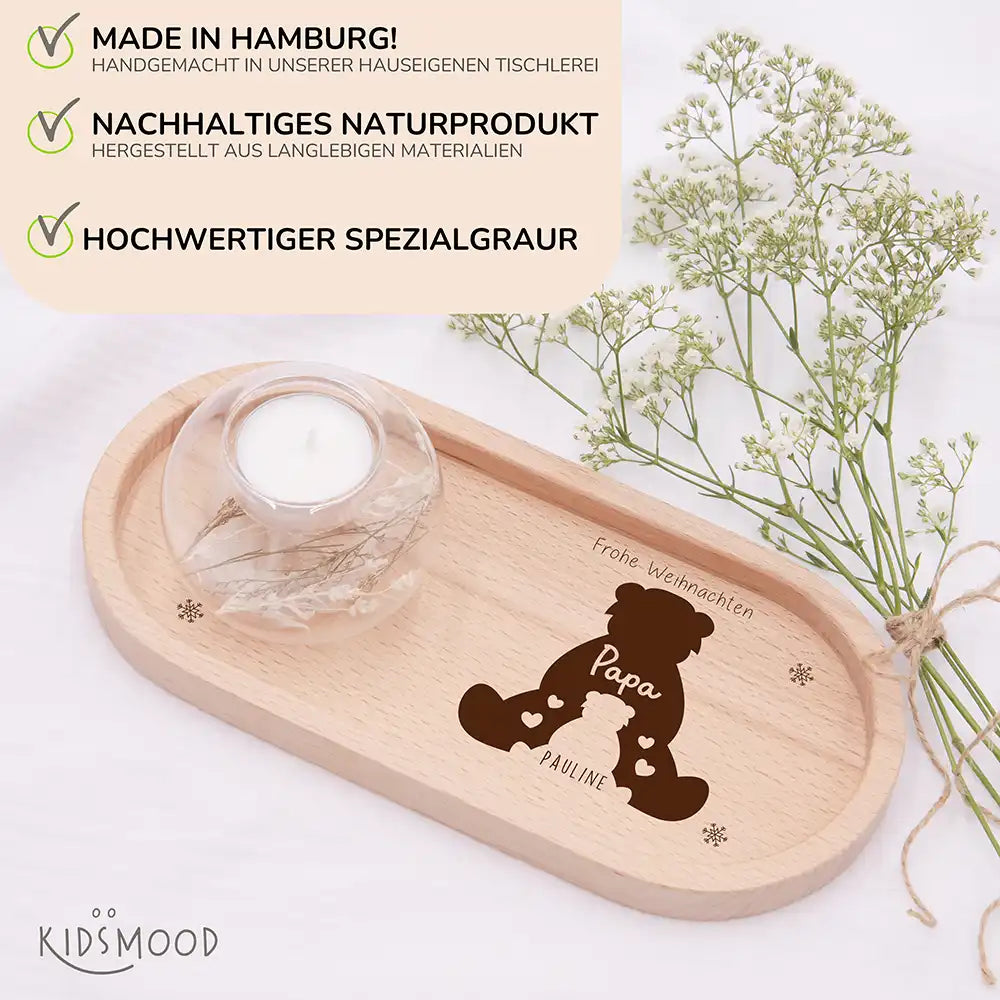 Holz-Serviertablett Papa-Weihnachtsgeschenk - Papa BĂ€r