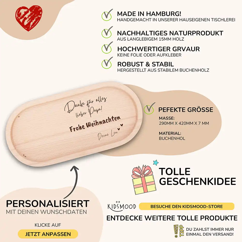 Holz-Serviertablett Papa-Weihnachtsgeschenk - Danke Für alles