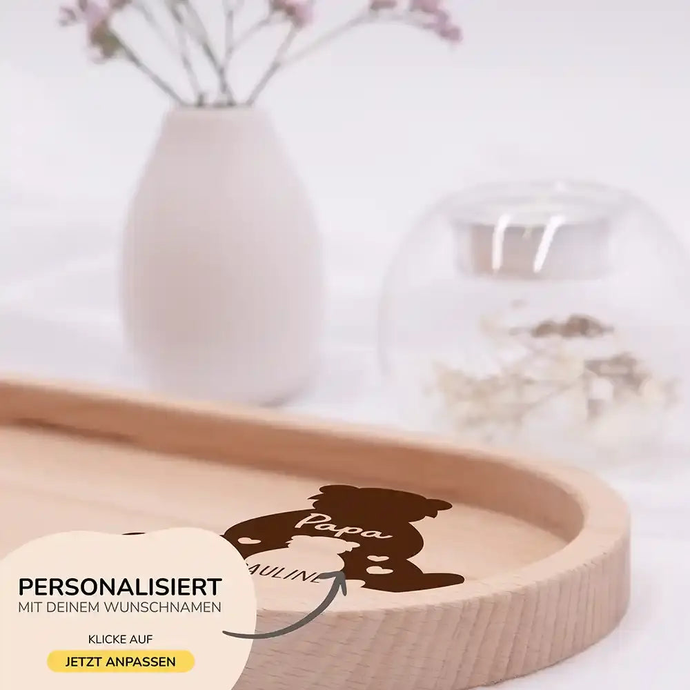 Personalisiertes Holz-Serviertablett "Papa-BĂ€r" - Vatertag Geschenk