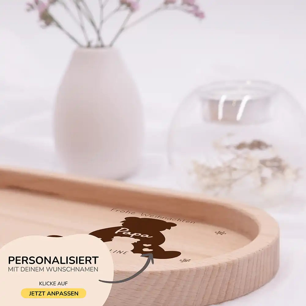 Holz-Serviertablett Papa-Weihnachtsgeschenk - Papa BĂ€r