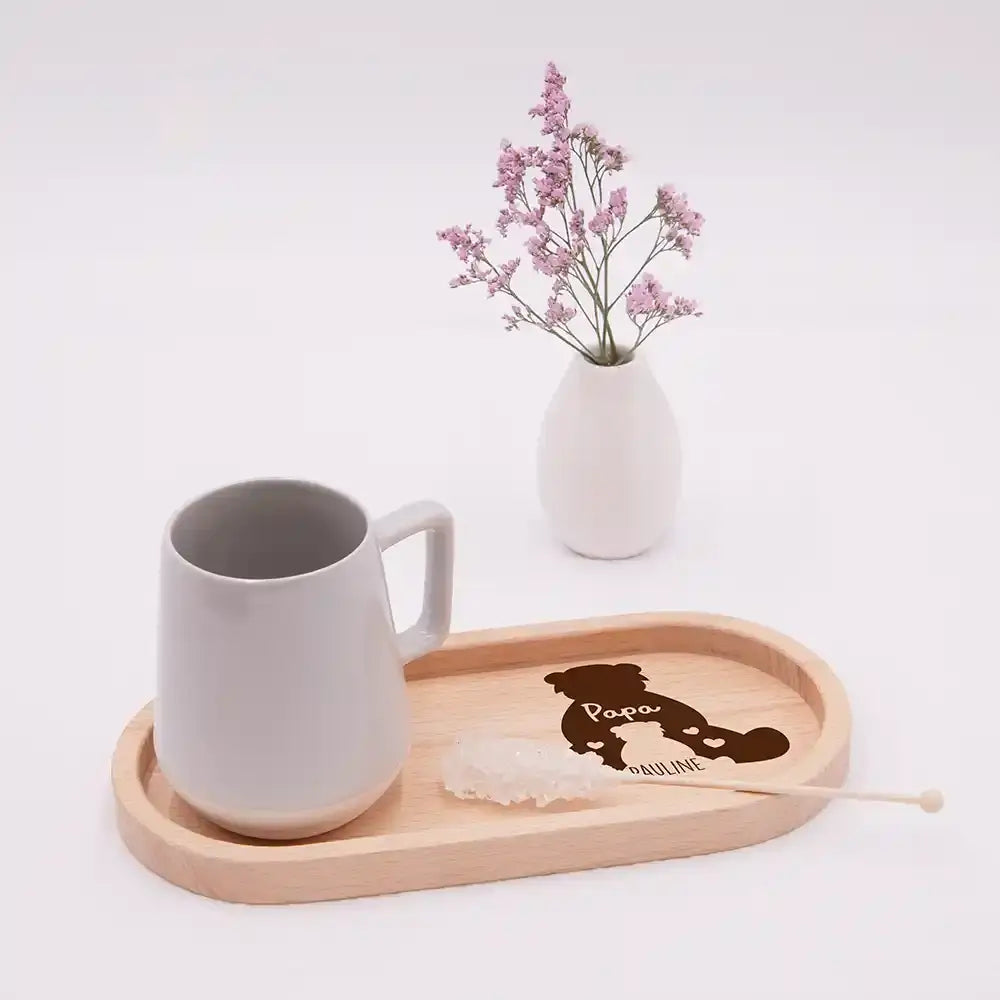 Personalisiertes Holz-Serviertablett "Papa-BĂ€r" - Vatertag Geschenk