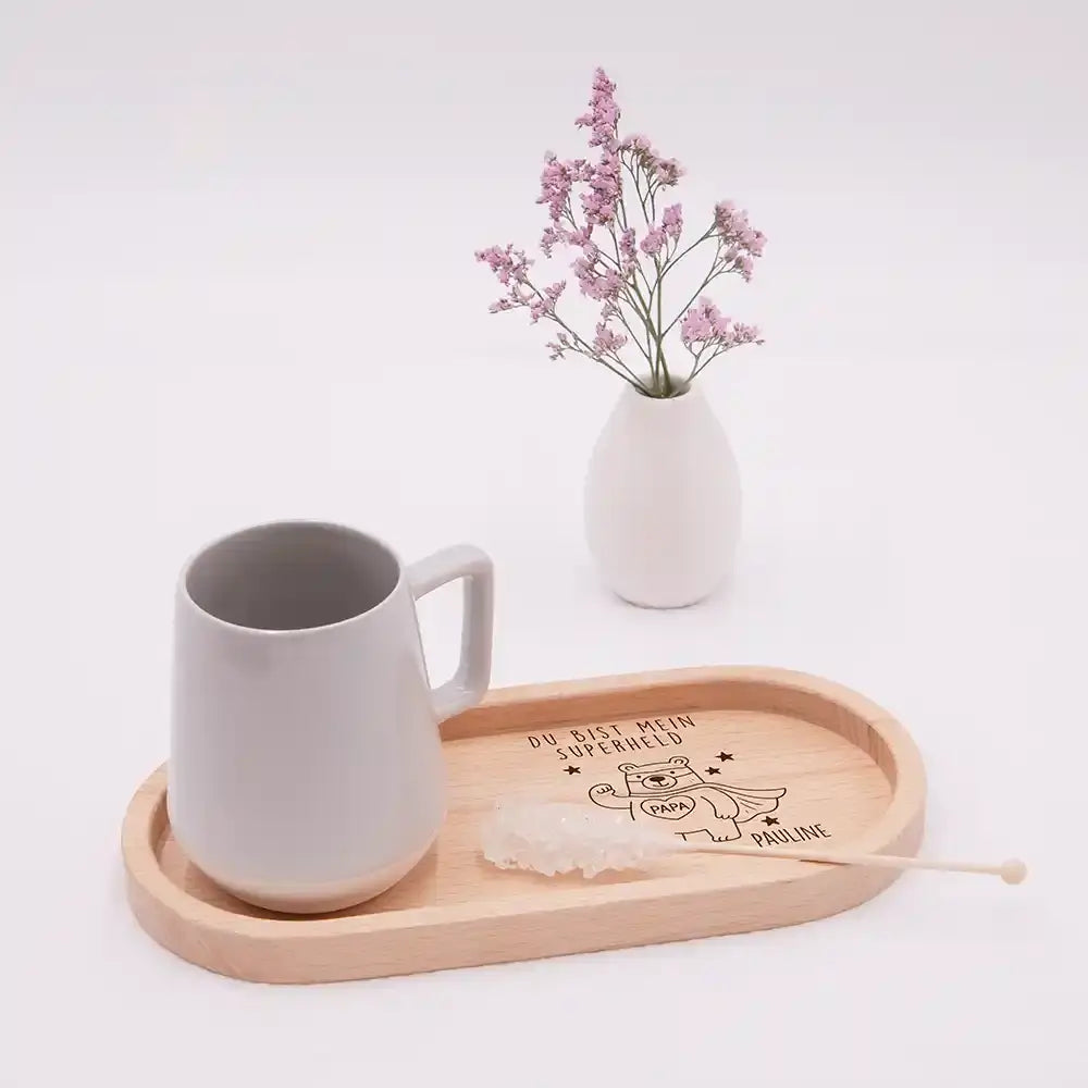 Personalisiertes Holz-Serviertablett "Superheld" - Vatertag Geschenk