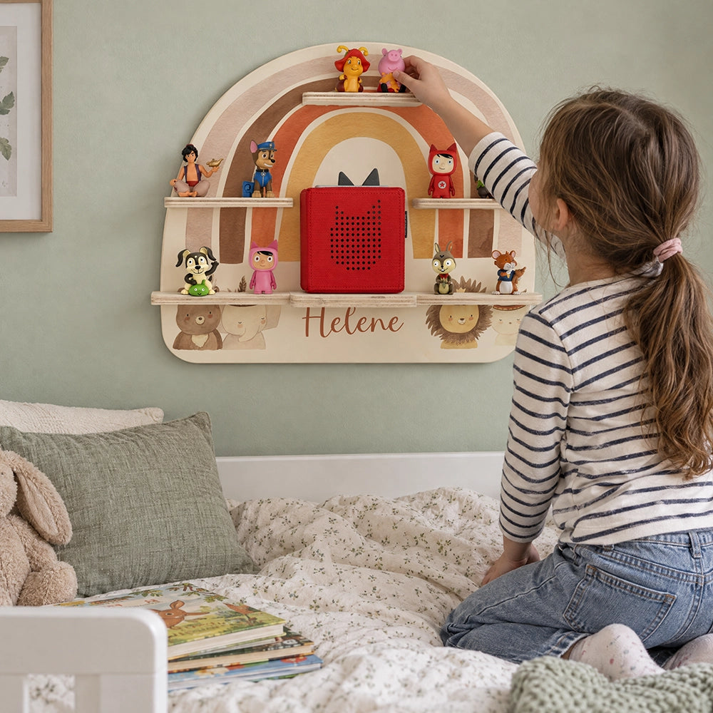 Tonie Regal aus Holz, Toniebox Regal personalisiert Regenbogen 8