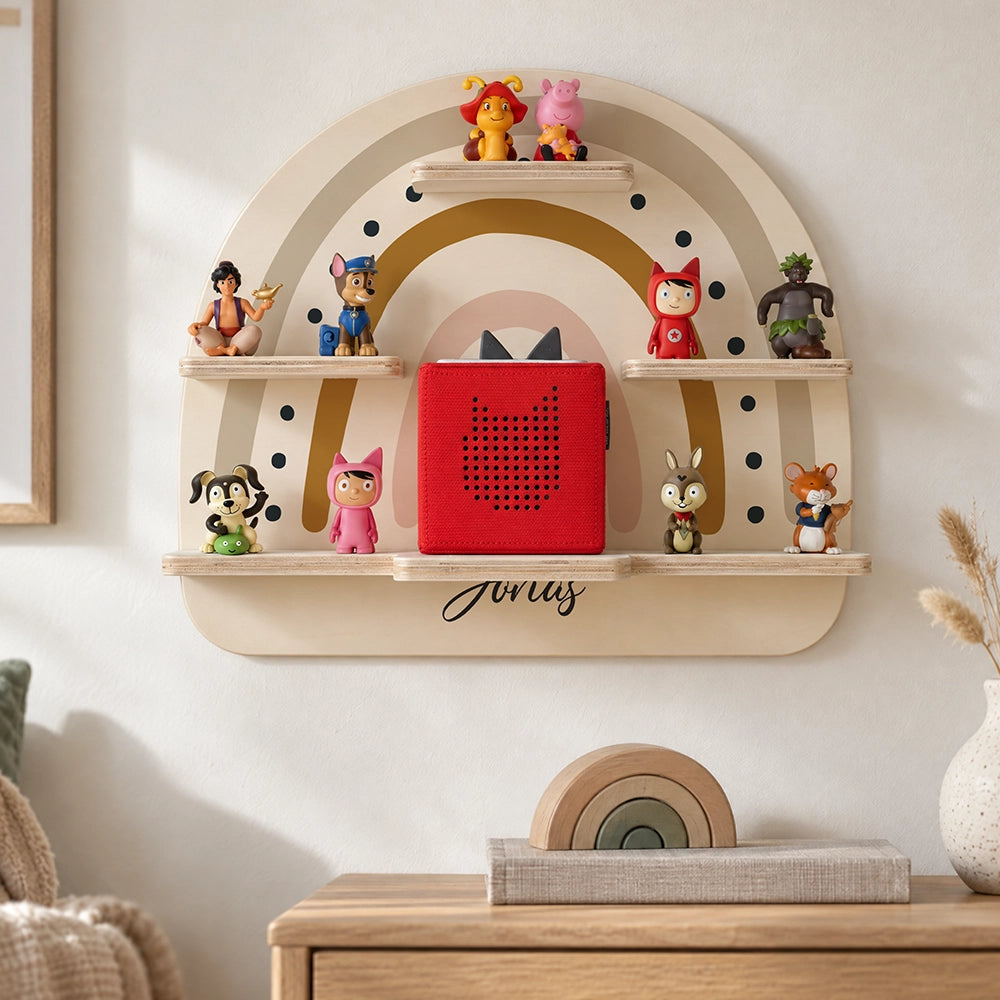 Tonie Regal aus Holz, Toniebox Regal personalisiert Regenbogen 3