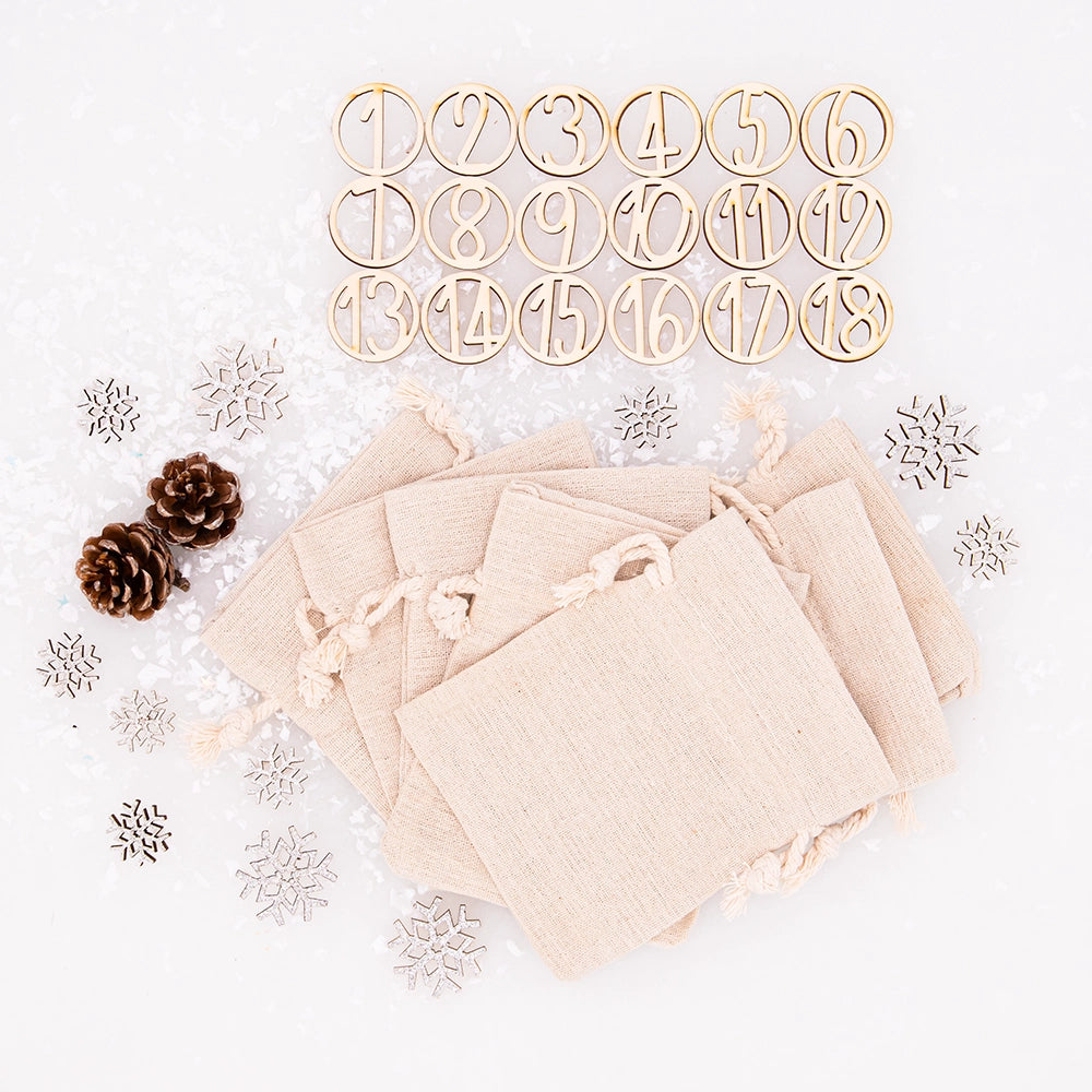 Personalisierter runder Adventskalender Kinder aus Holz - Winterwunderland