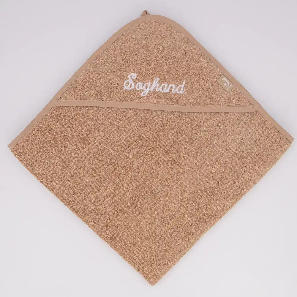 Kapuzenhandtuch Baby personalisiert – Biscuit, weiches Frottee mit Kapuze und Namen