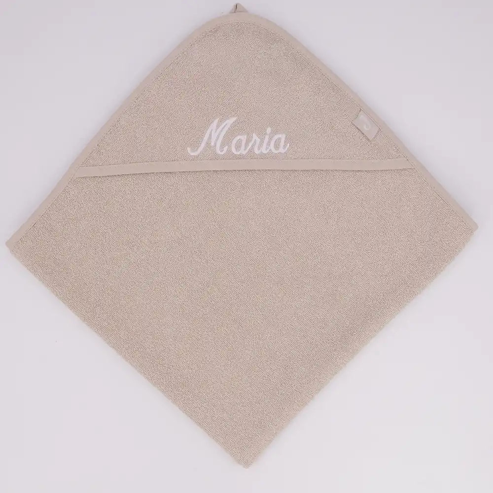 Kapuzenhandtuch Baby personalisiert – Nougat mit Name Maria, weiches Frottee Badtuch