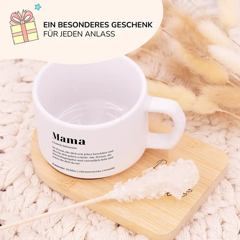 Besonderes Muttertagsgeschenk – personalisierte Keramiktasse Mama Definition