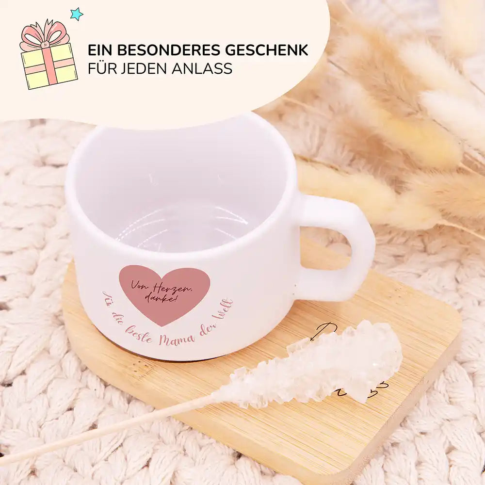 Besonderes Muttertagsgeschenk â personalisierte Keramiktasse Von Herzen danke â Rosa Herz