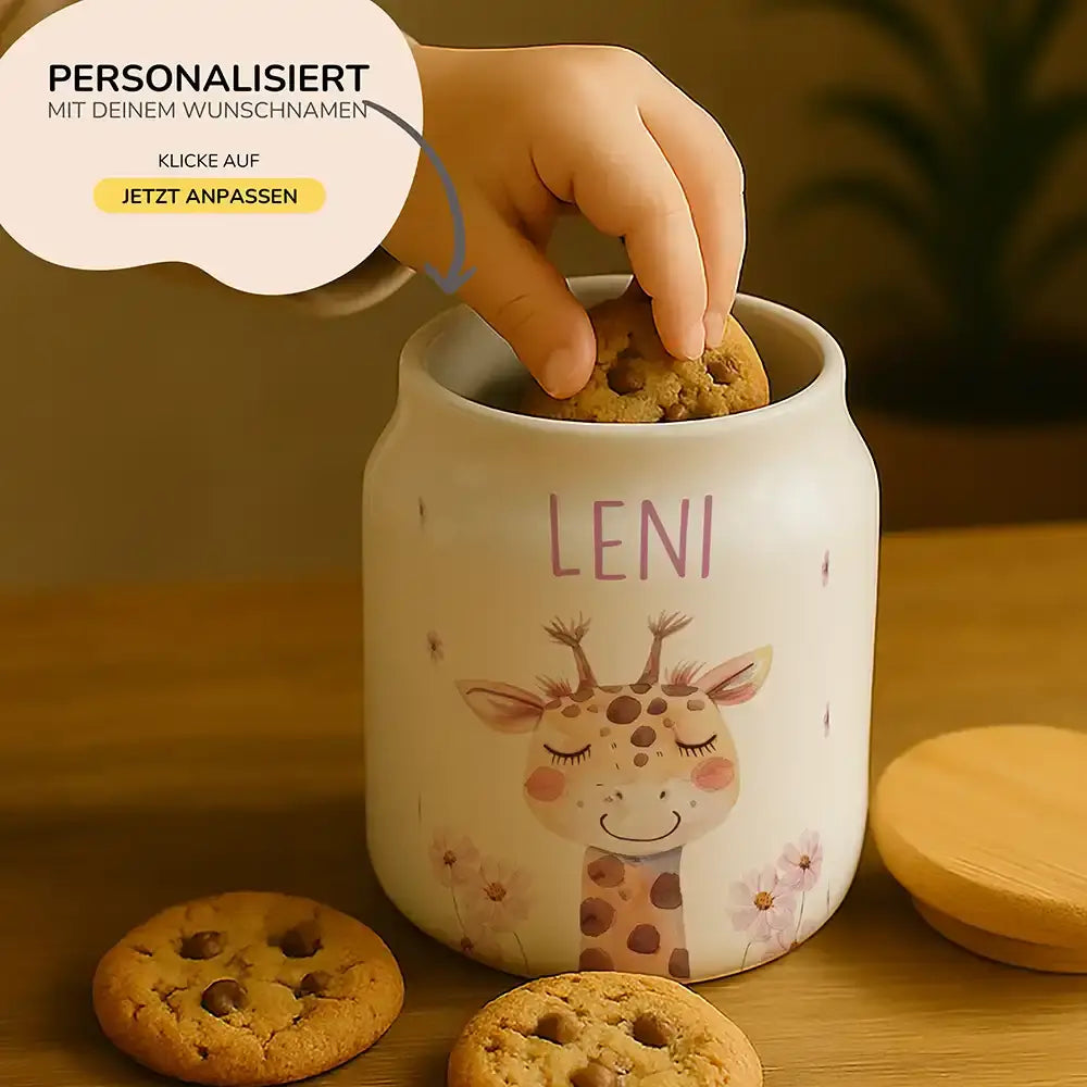 Personalisierbare Keksdose mit Name - Giraffe