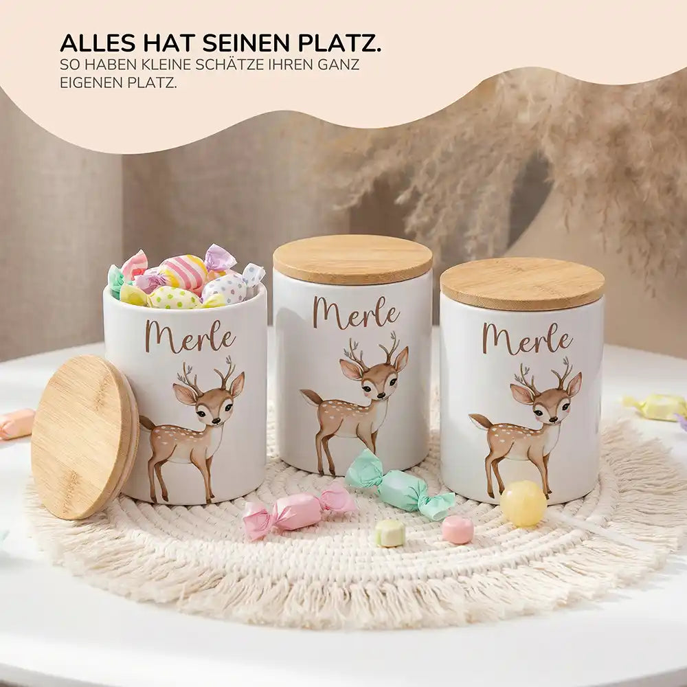 Lifestyle: Personalisierte Keksdose Rehkitz Bambi im Kinderzimmer