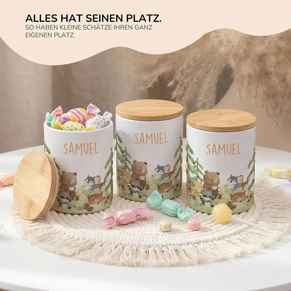 Lifestyle: Personalisierte Keksdose Waldfreunde II im Kinderzimmer