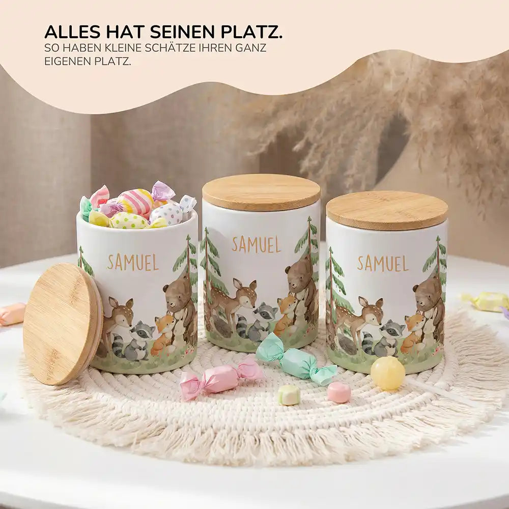 Lifestyle: Personalisierte Keksdose Waldfreunde III im Kinderzimmer