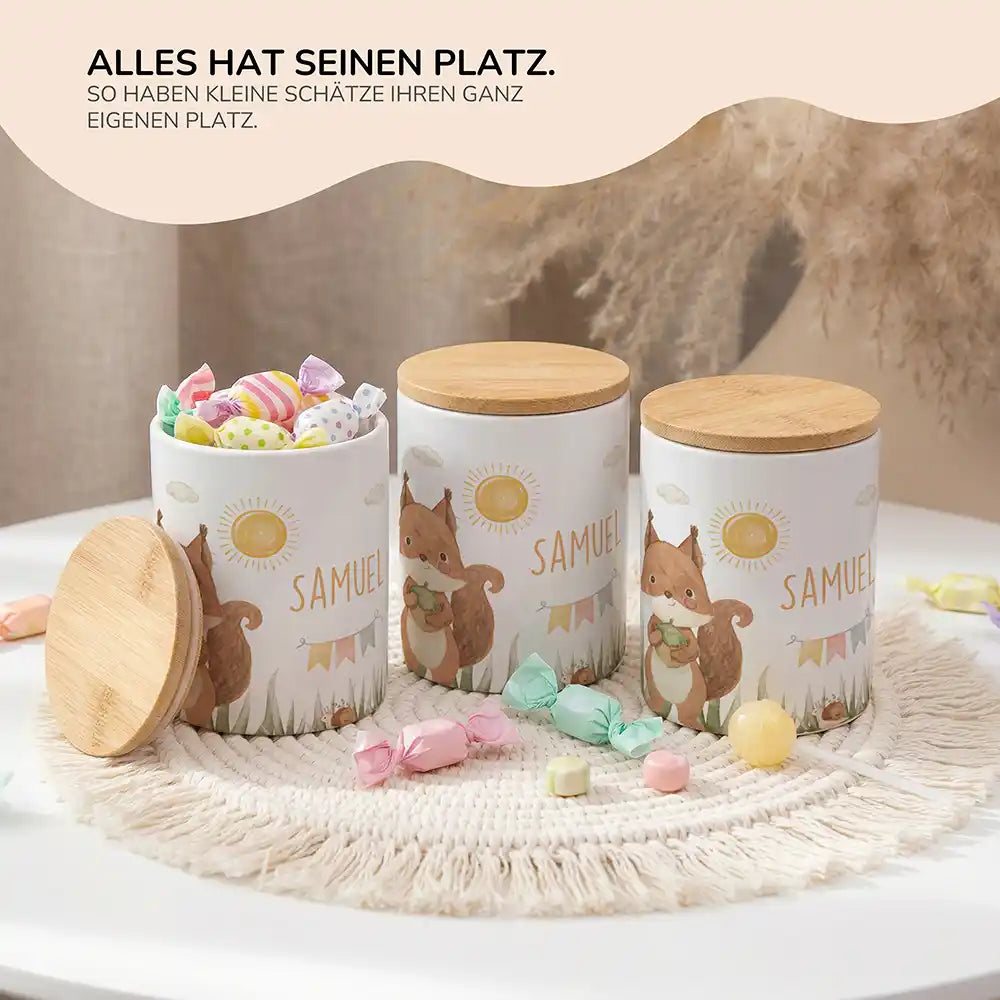 Lifestyle: Personalisierte Keksdose Eichhörnchen Sommer im Kinderzimmer