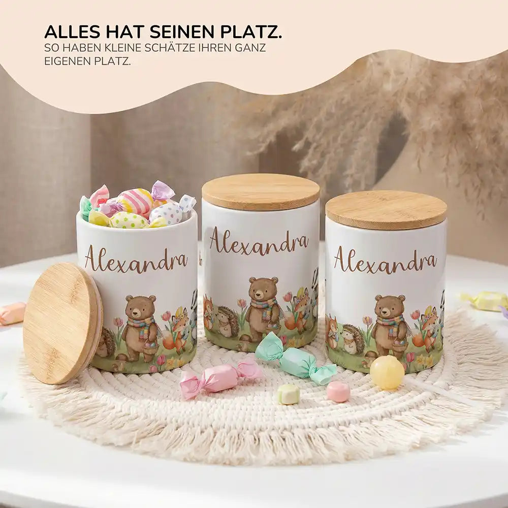 Lifestyle: Personalisierte Keksdose Herbst-Waldtiere im Kinderzimmer
