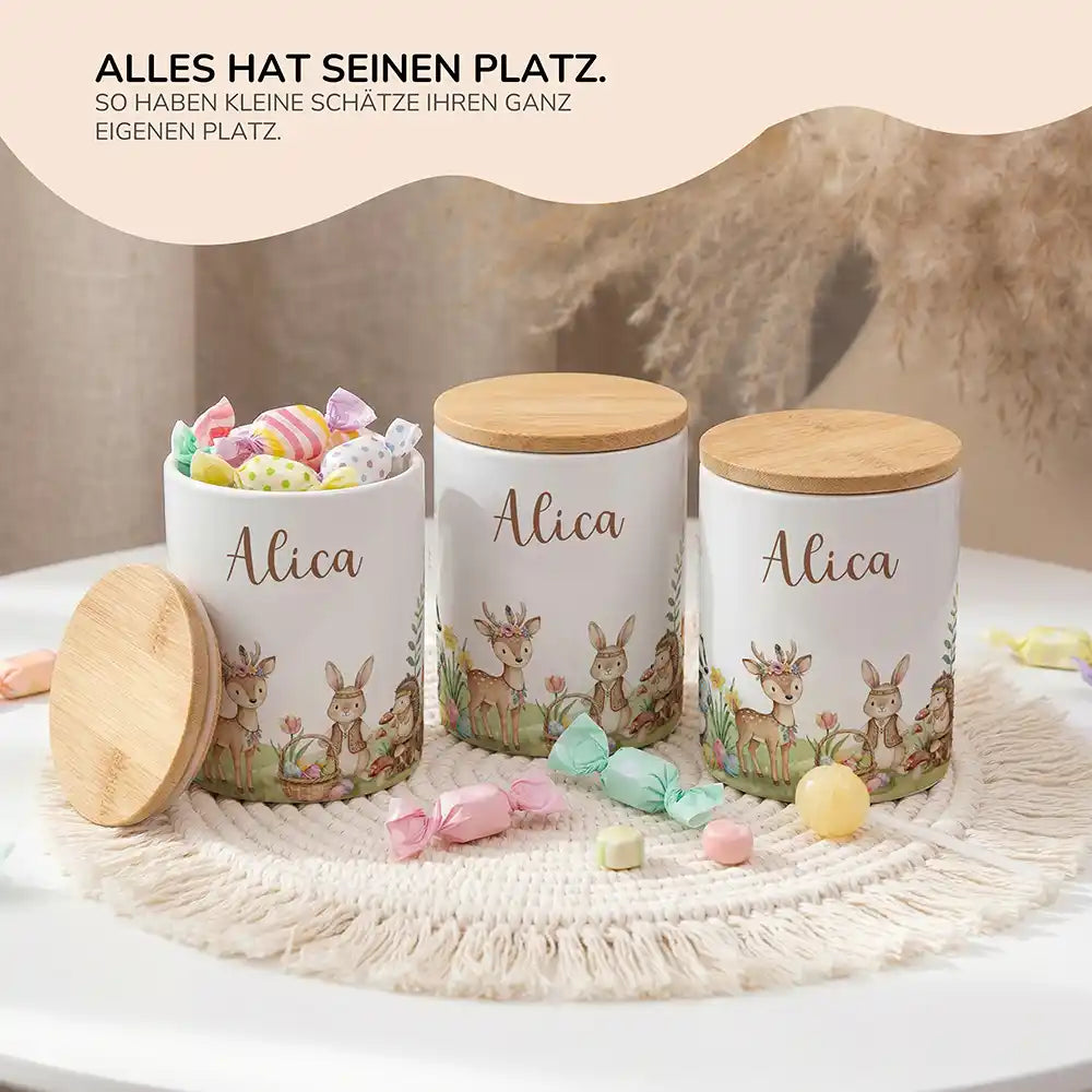 Lifestyle: Personalisierte Keksdose Ostern Waldtiere-Treff im Kinderzimmer