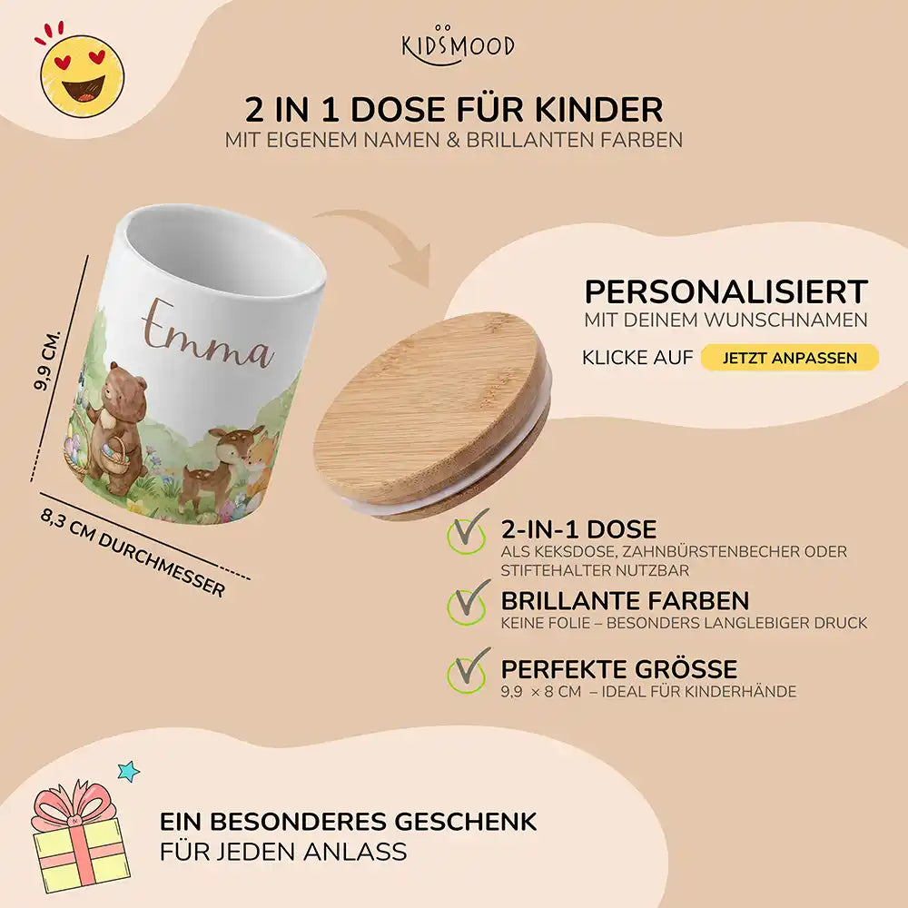 Personalisierte Keksdose Ostern BĂ€renfamilie - mit eigenem Namen fuer kleine Schleckermaeuler