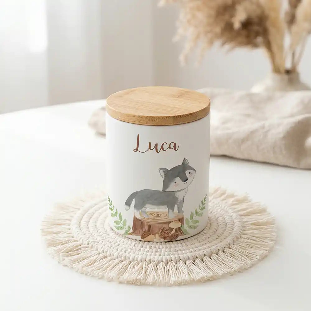 Personalisierte Keksdose Wolf Wald - Produktgruppe & Variationen