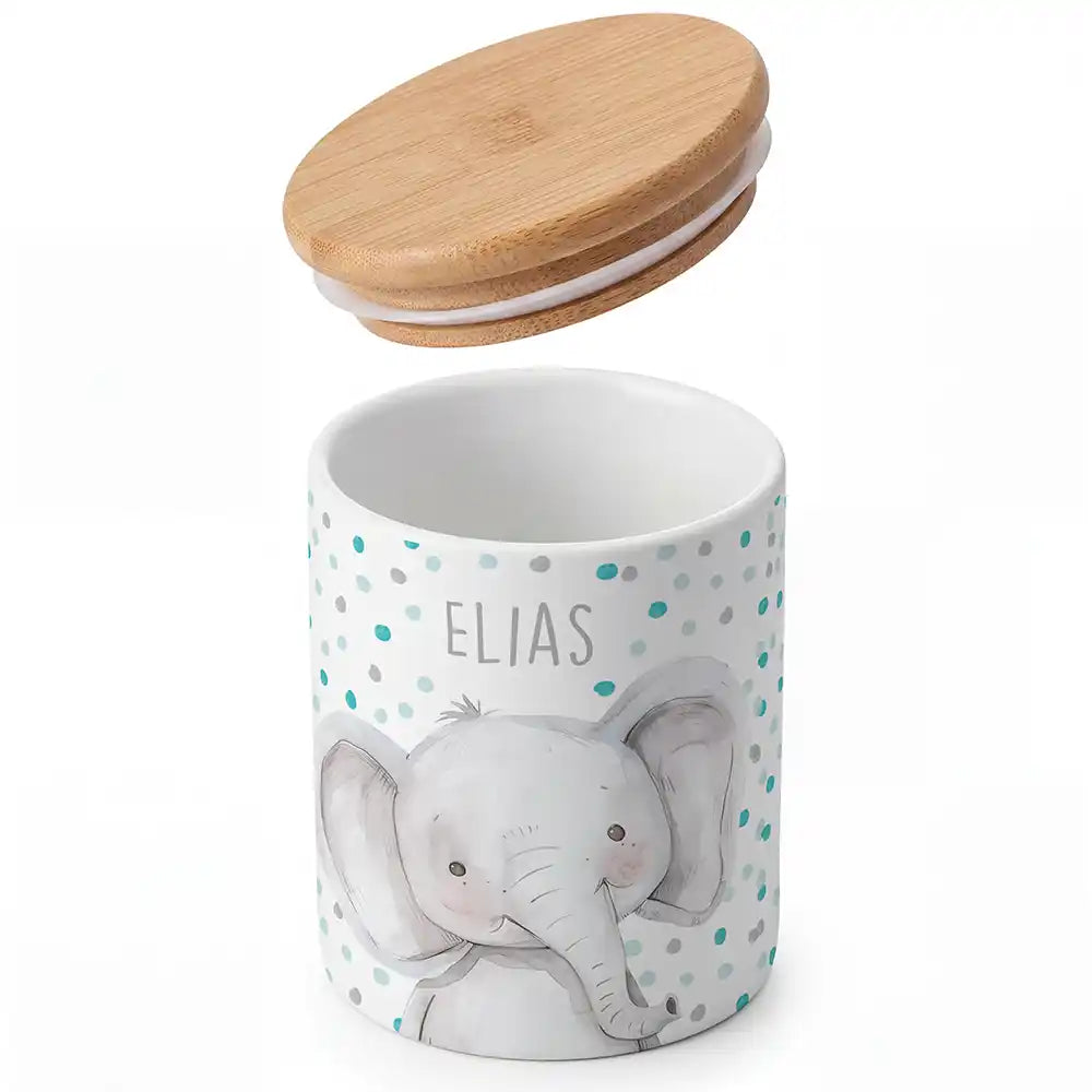 Personalisierte Keksdose Elefant Konfetti - Detailansicht Motiv