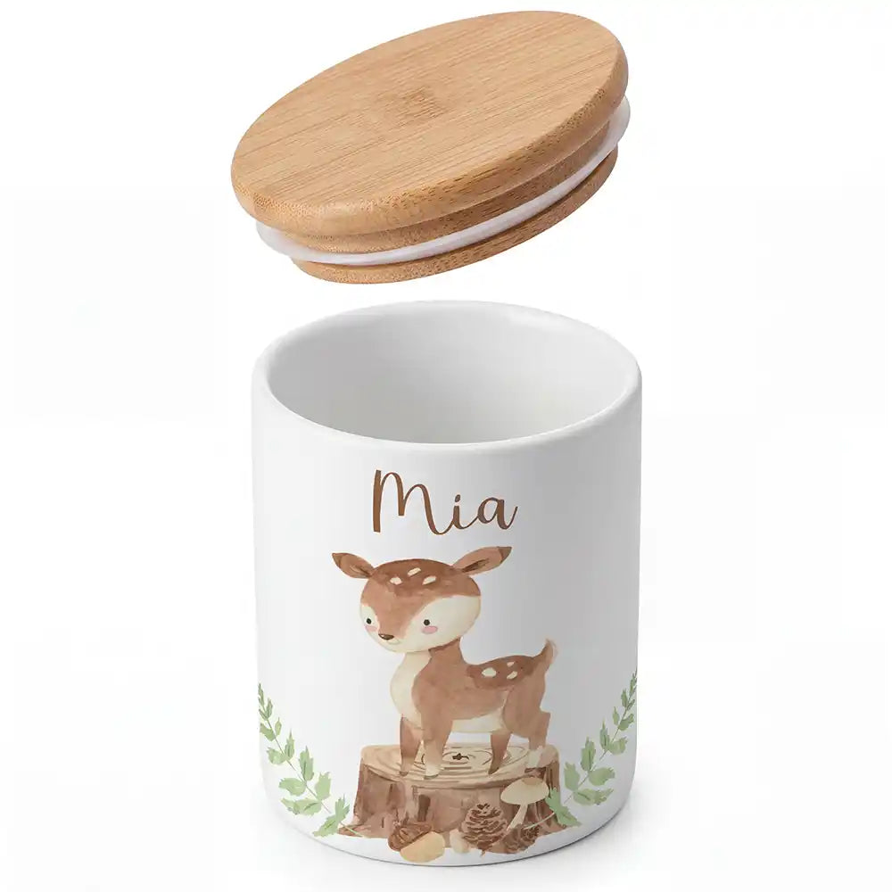 Personalisierte Keksdose Rehkitz Wald - Detailansicht Motiv
