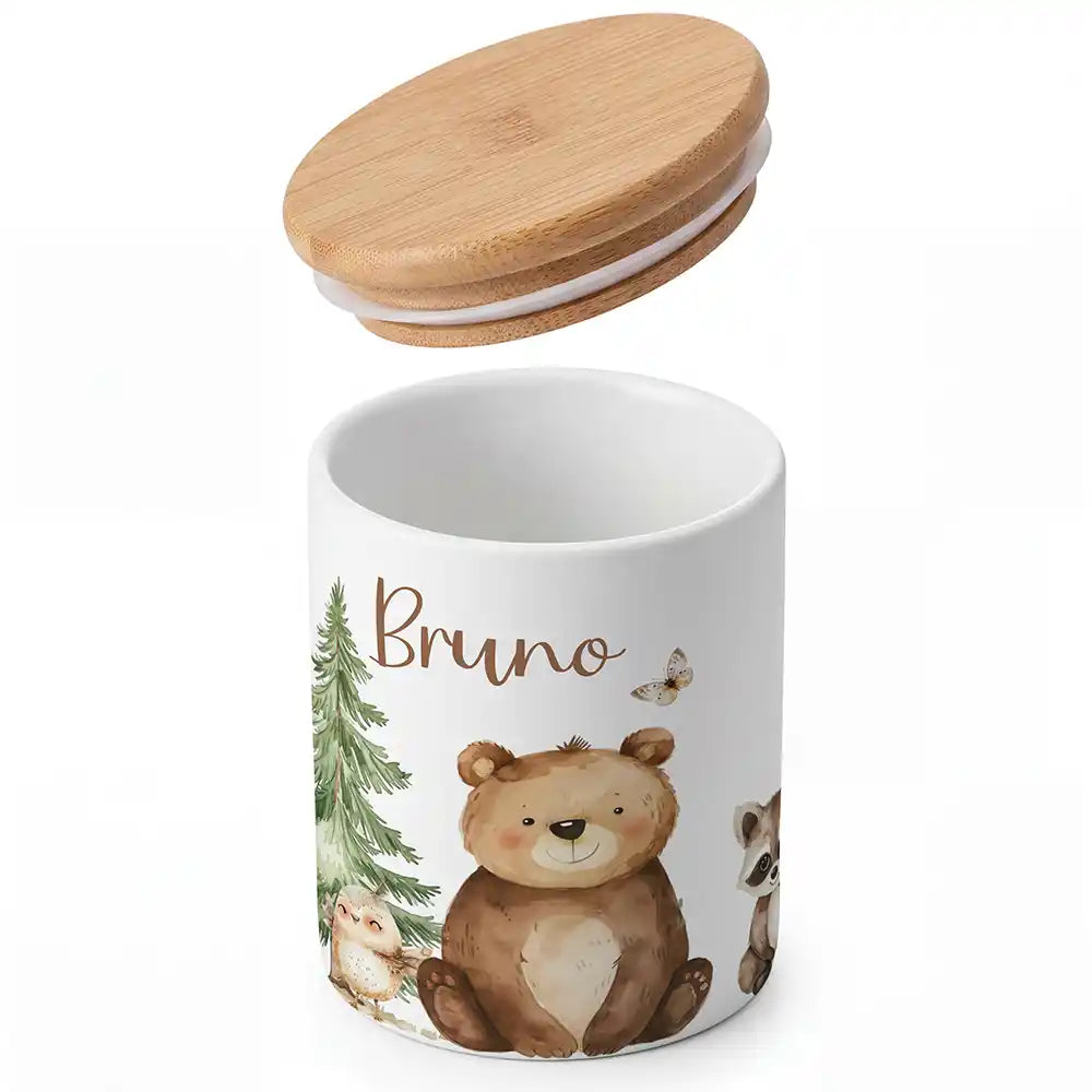 Personalisierte Keksdose Bär & Waschbär - Detailansicht Motiv